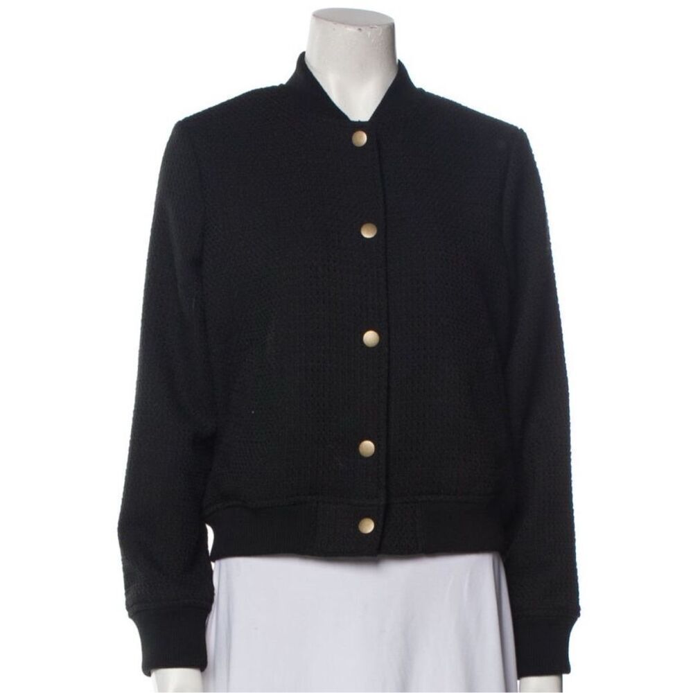 Rachel Zoe Womens Snap Front Baseball Bomber Jacket Black Size Medium NWT